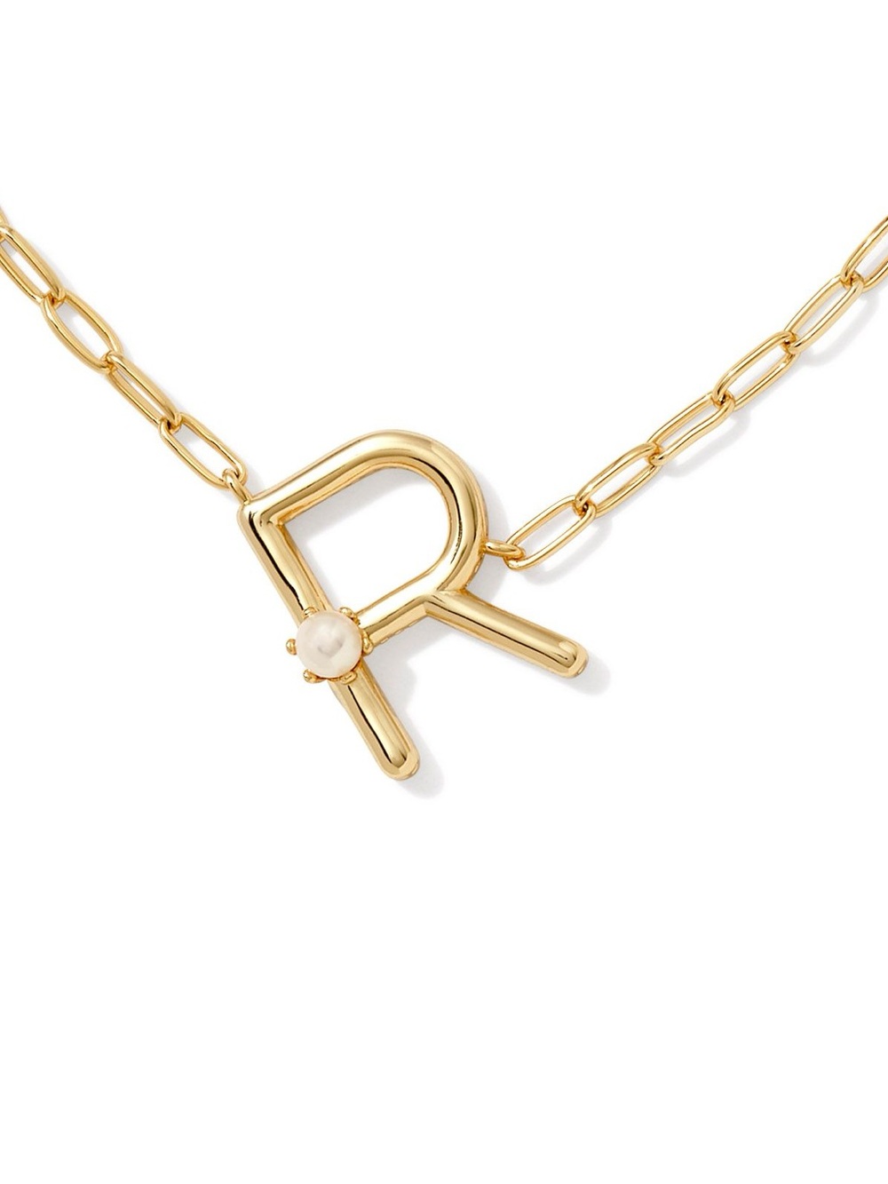 Kendra Scott Pearl Letter R Pendant Necklace- Gold White Pearl NEW - Picture 3 of 10